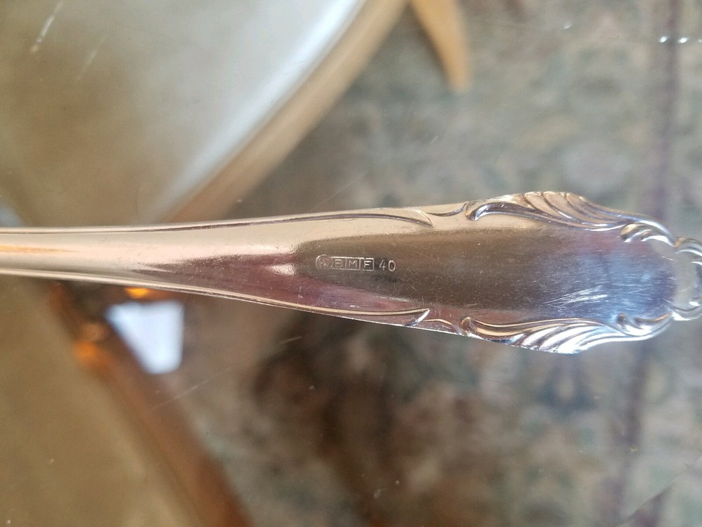 BMF 40 Glossy Silverplate Dinner Fork and Ladle