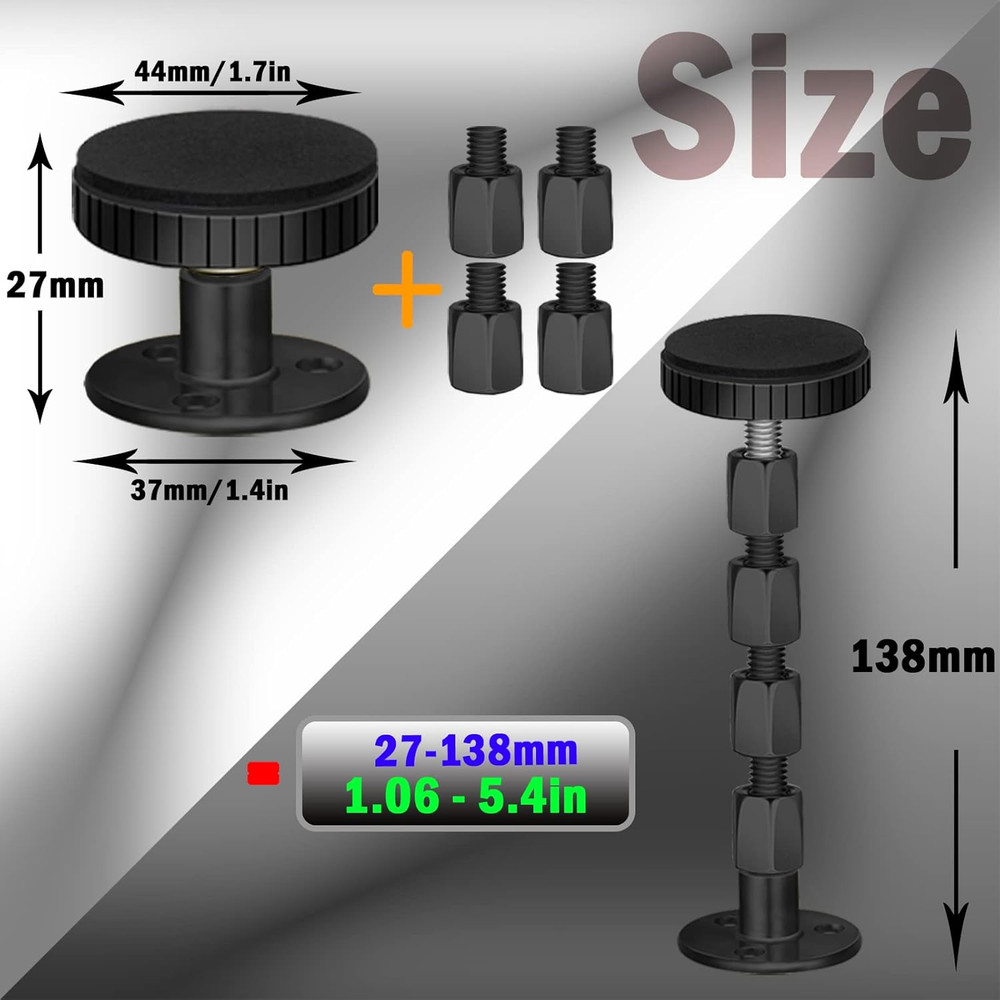 Adjustable Bed Frame Stabilizer Bumpers, 4-Pack Wall Protectors, Black