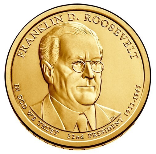 2014 P Franklin Roosevelt Presidential Dollar From Mint Roll - Position B