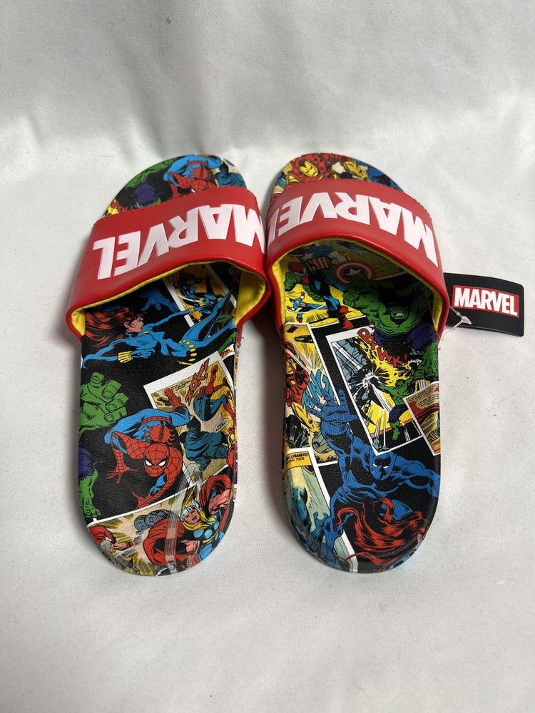 Marvel Red Label with Comic Scene Sandal Slides Multi-Color - size Large