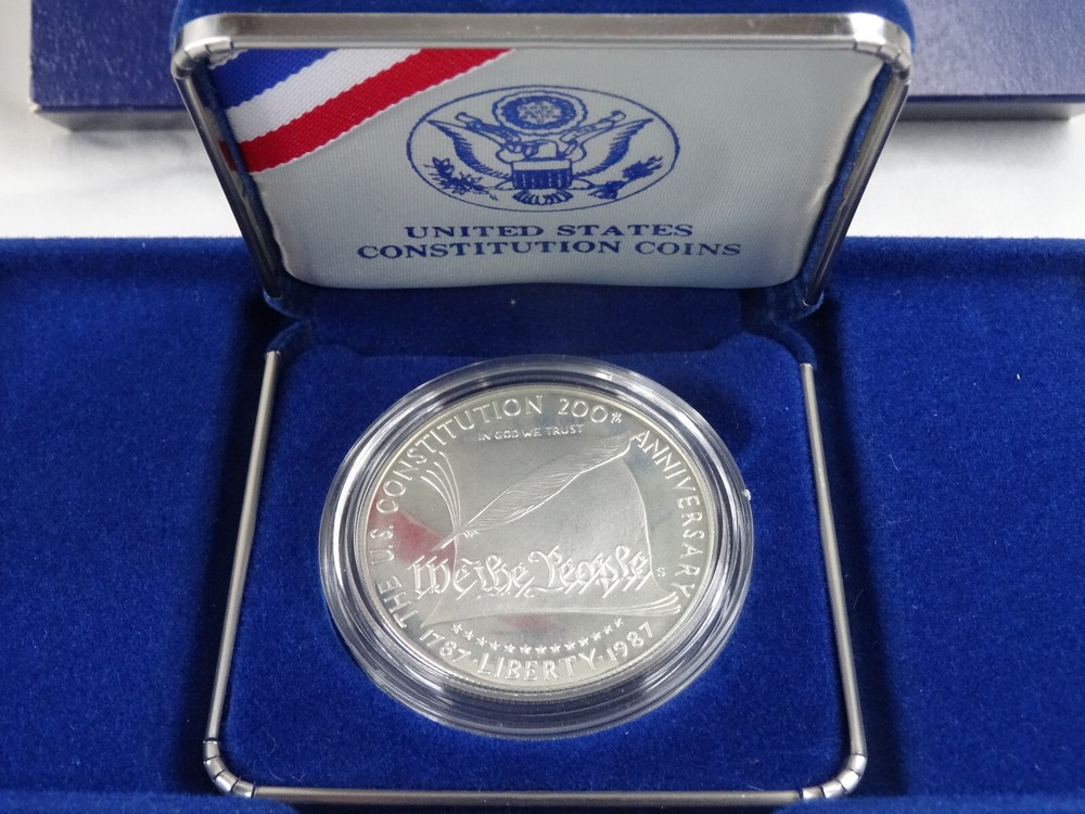 1987 Proof Constitution Commemorative Silver Dollar $1 w/ Box & COA OGP