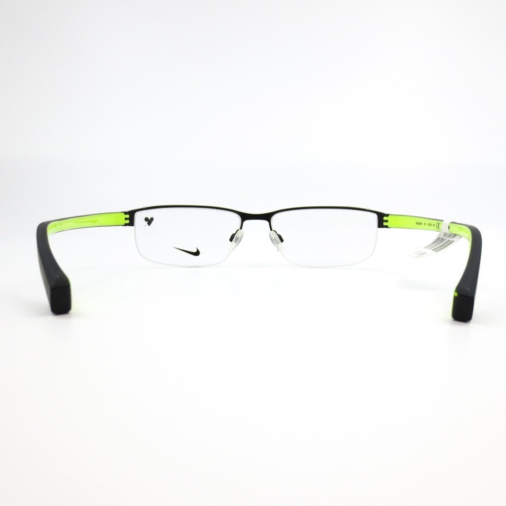 Nike Eyeglasses Frames 8098 015 Black Yellow Rectangular Half Rim 56-16-140