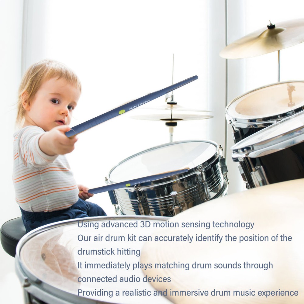 (Blue)Virtual Drum Kit Virtual Reality Drum Set Portable Electronic Drum FG