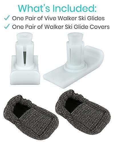 Vive Walker Ski Glides - Universal Replacement Feet - Heavy Duty, Durable
