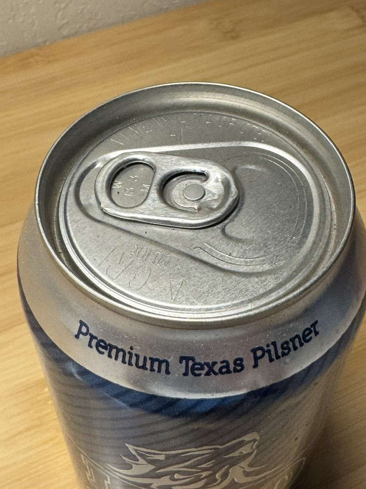 Lobo Lito Texas Pilsner - Empty Beer Can Bottom Opened
