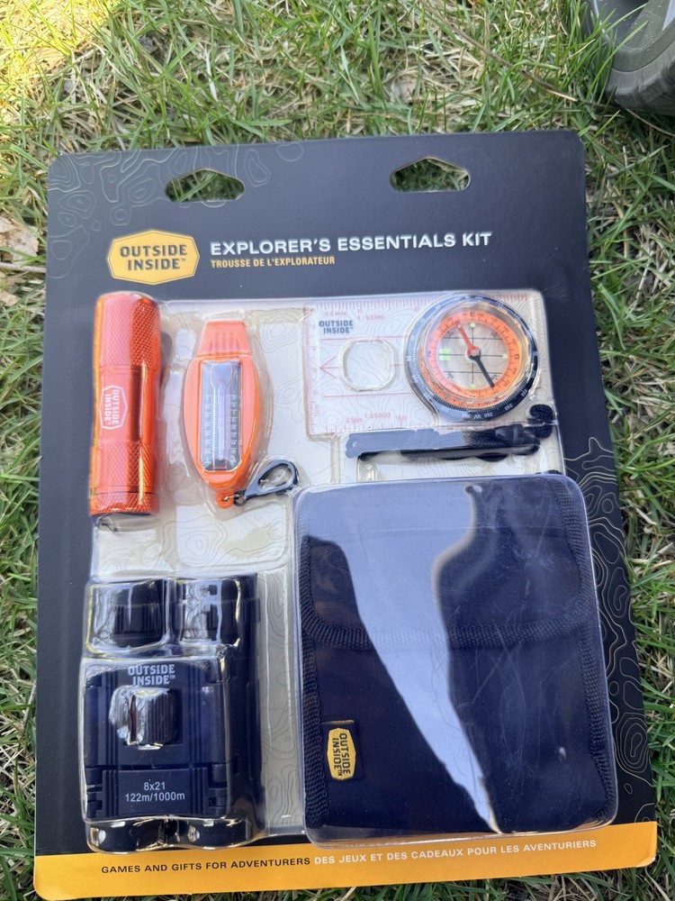 Outside Inside Survival Kit Compass Flashlight Binoculars Thermometer Case