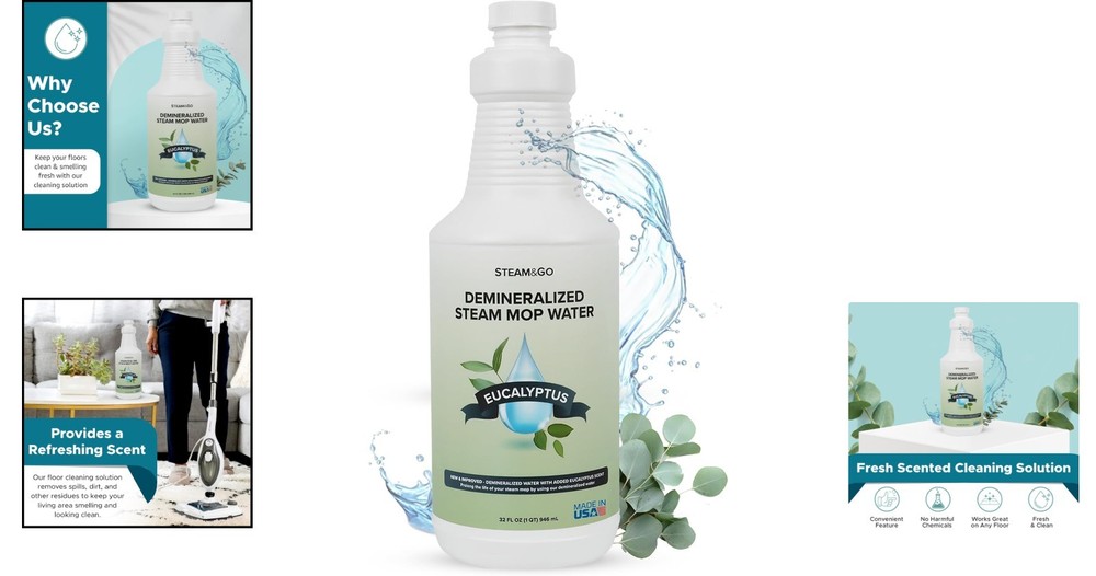 Ready-to-Use 32oz Demineralized Steam Mop Solution - Fresh Eucalyptus Mint