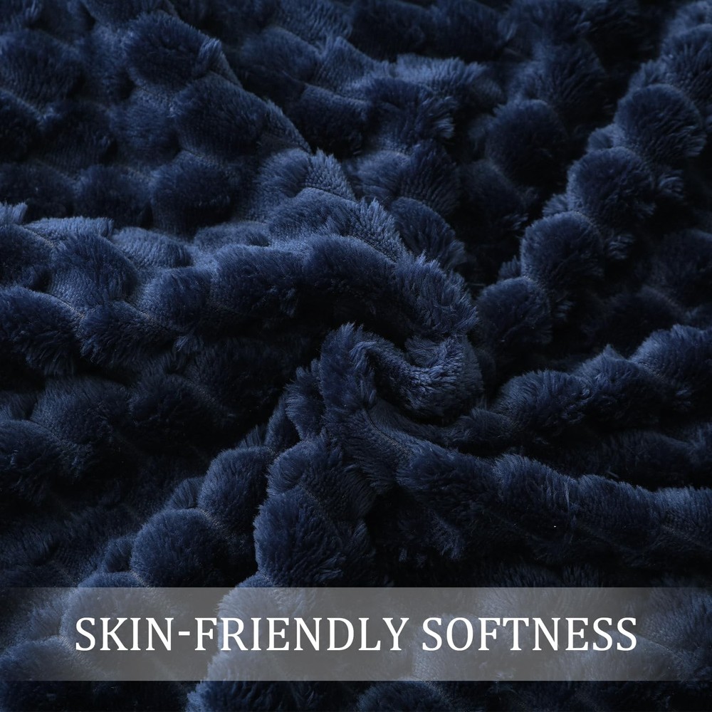 Fleece Throw Blanket for Couch, Extra Large Fuzzy Navy Blue Bed Blankets, Sof...
