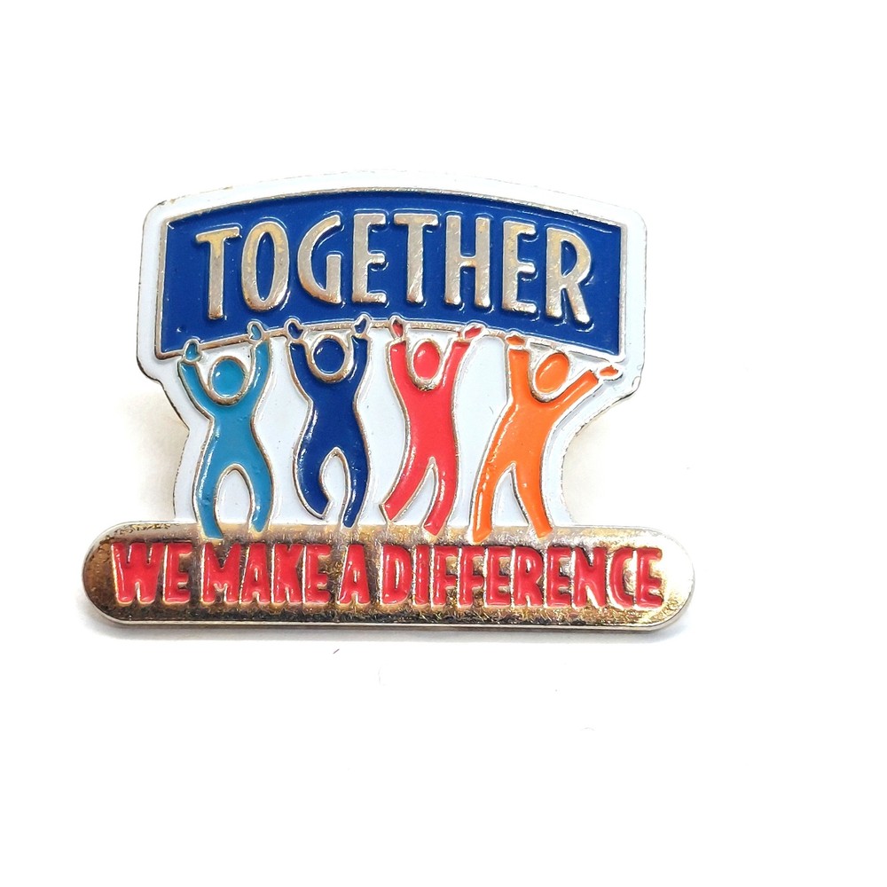 Together We Make a Difference Lapel Pin Teamwork Recognition Award Vintage