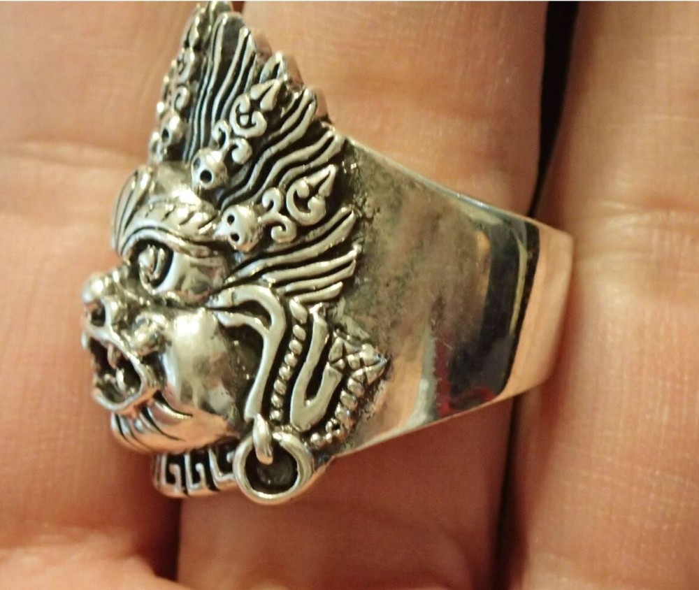 Mahakala ( Protector god) Sterling Ring sz 11.25