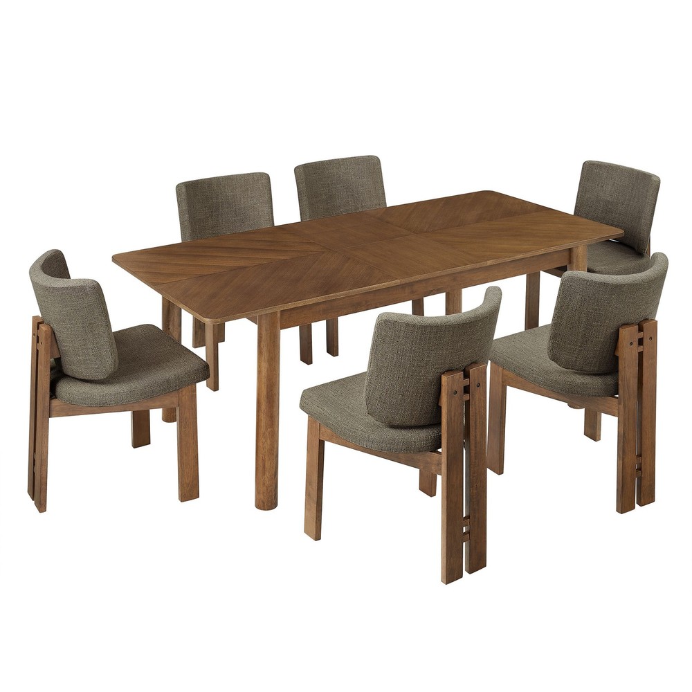 Alba 7-Piece Dining Set in Walnut Taupe