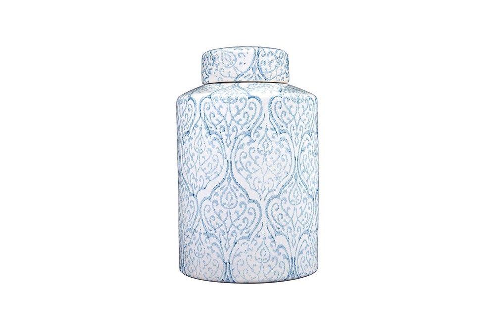 Blue & White Decorative Ginger Jar with Lid