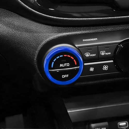 2PCS Aluminum Air Condition Switch Button Knob Cover A/C Centre Control Blue