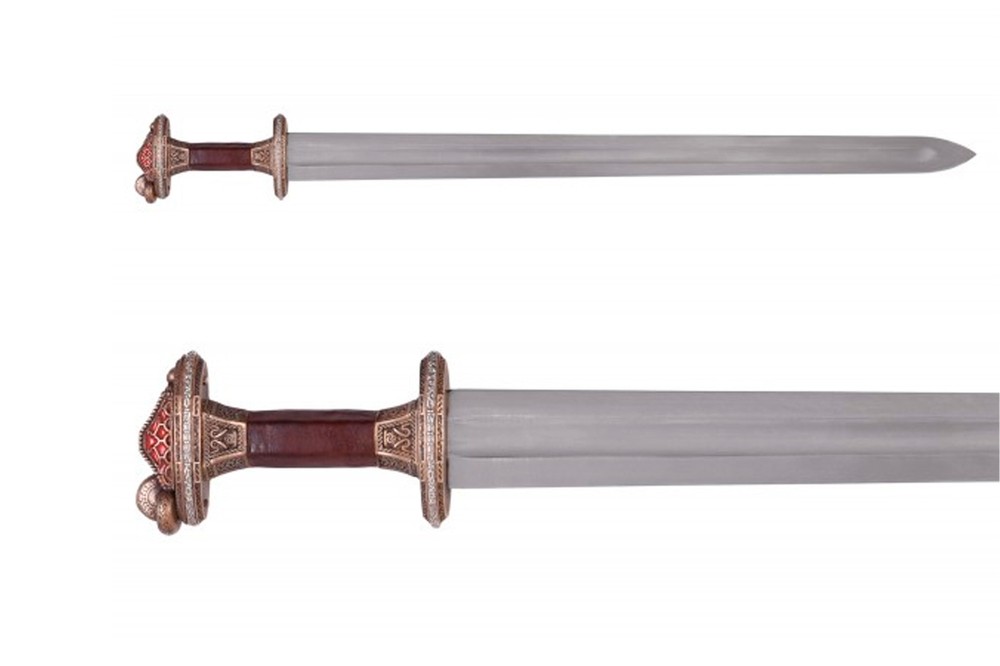 Vendel period sword with sheath, mint brass handle