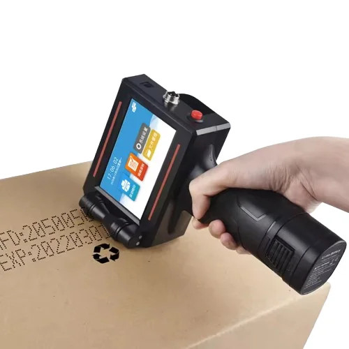 Handheld inkjet printer prints expiration date, batch number, digital brand logo