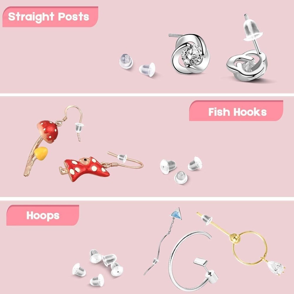 Clear Silicone Earring Backs - 4mm Diameter, 2000PCS for All Earring Types