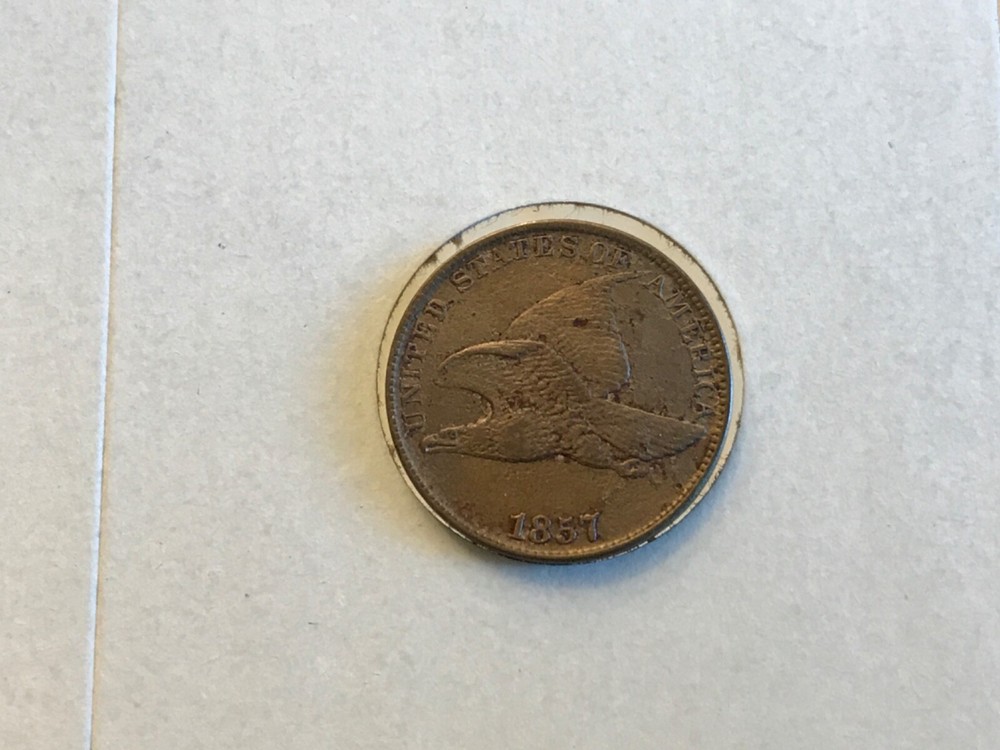 1857 Flying Eagle Cent in Almost Uncirculated