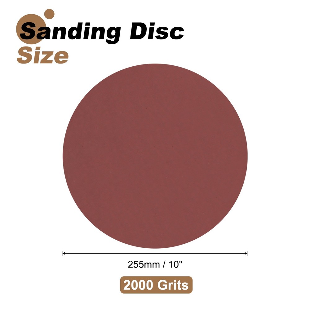 2pcs 10" Hook and Loop Sanding Discs 2000 Grits Aluminum Oxide Sandpapers