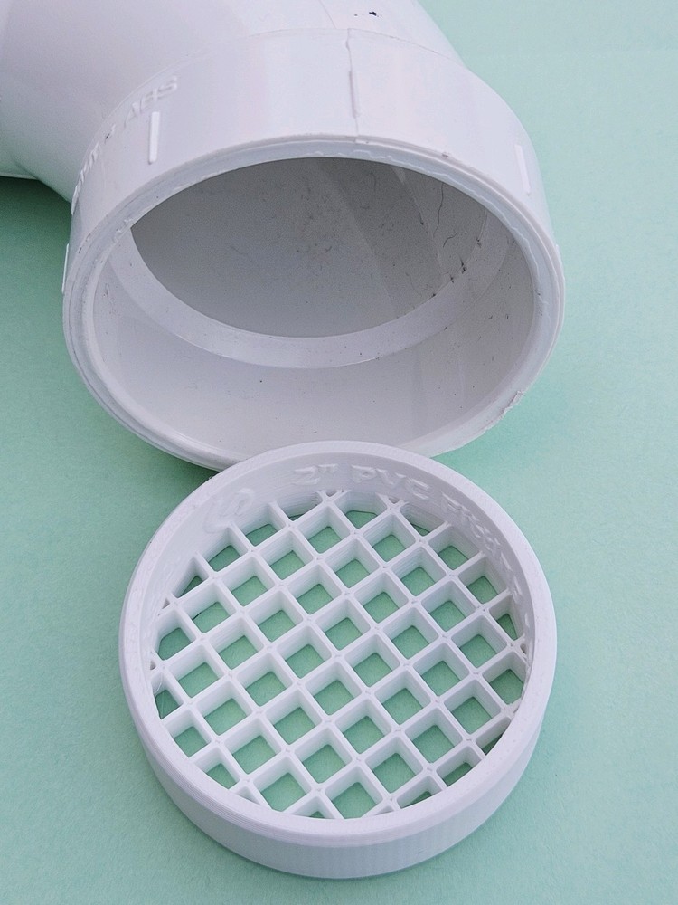 2" PVC Pipe Vent Screen, 2.375" OD, 1/4" Mesh, All Plastic for 2" Fitting