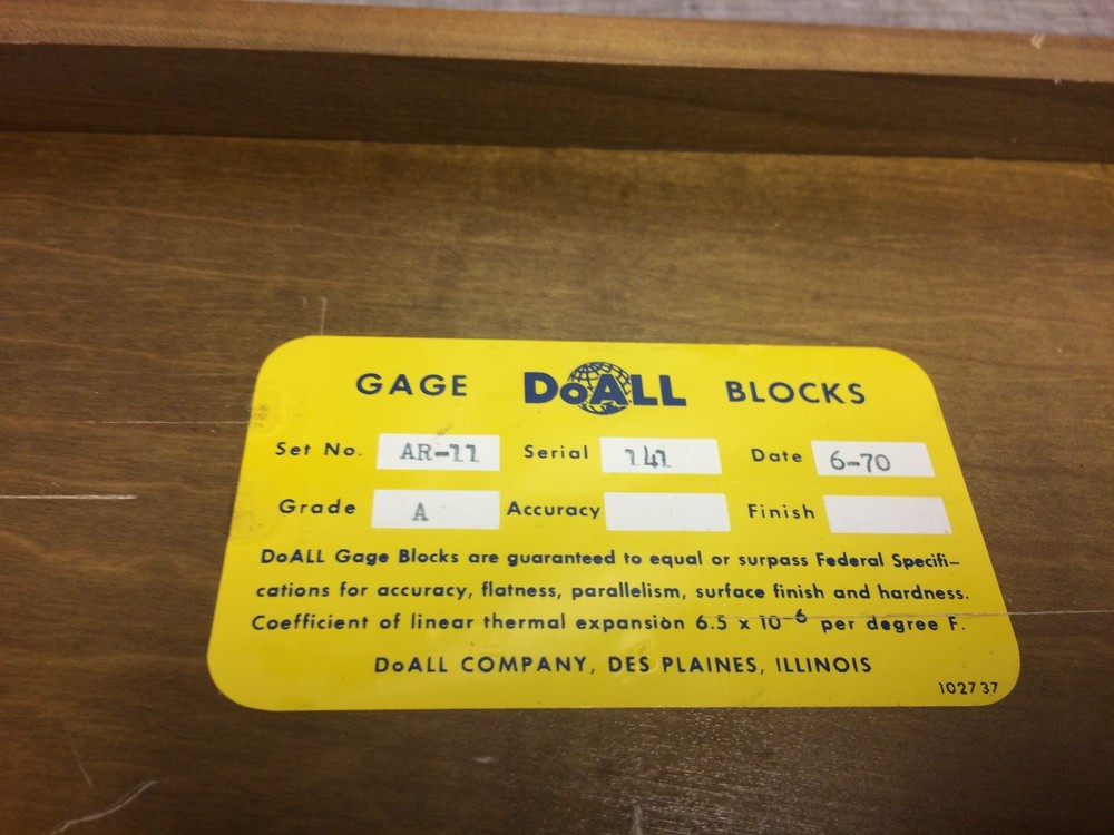 DOALL GAGE BLOCK ACCESSORIES KIT