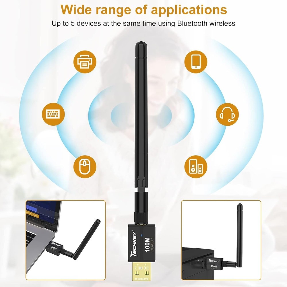 Innovative Bluetooth 5.3 USB Dongle - 328FT Wireless Connection for Windows PCs