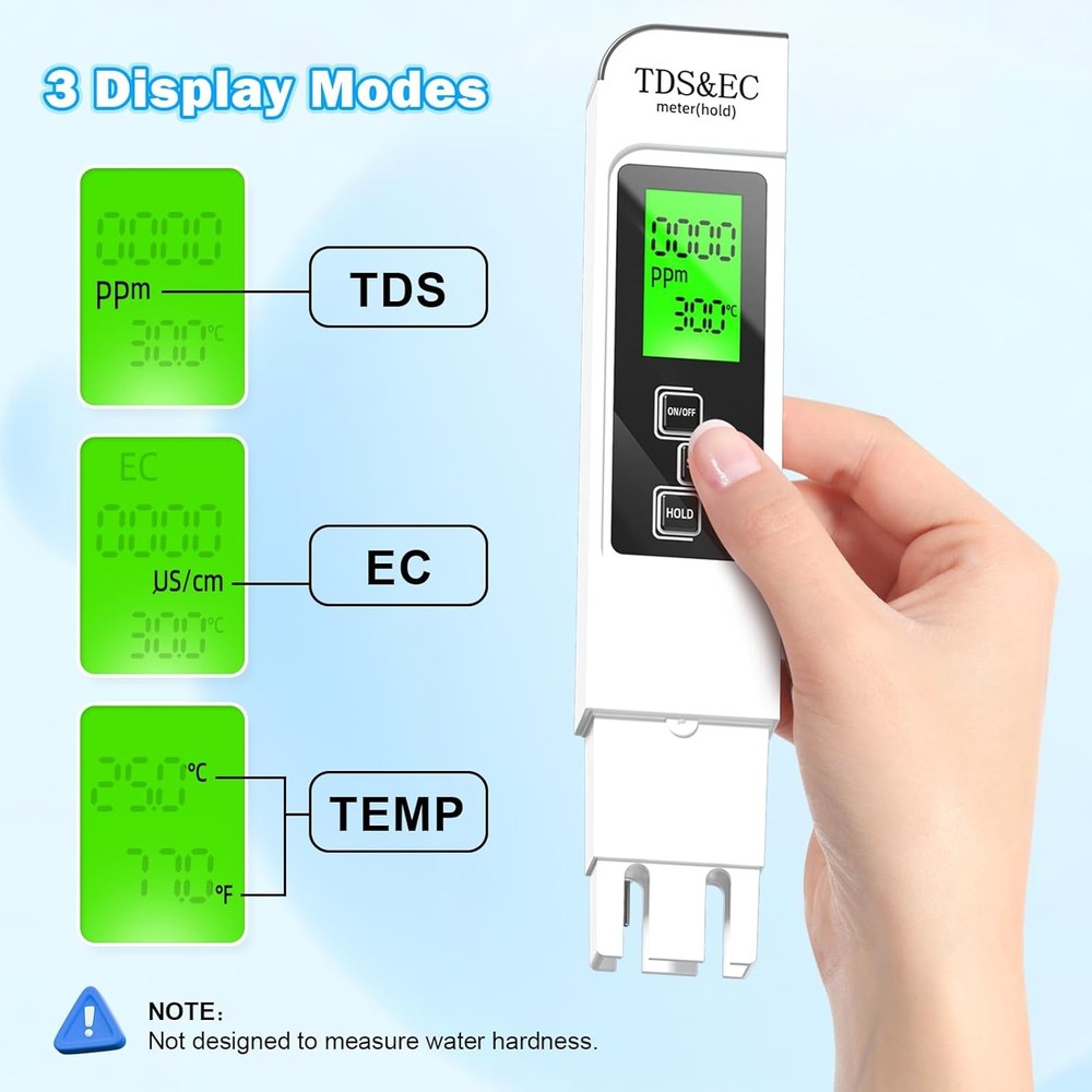 Water Testing Kits for Drinking Water- 4 in 1 TDS Meter Black & White