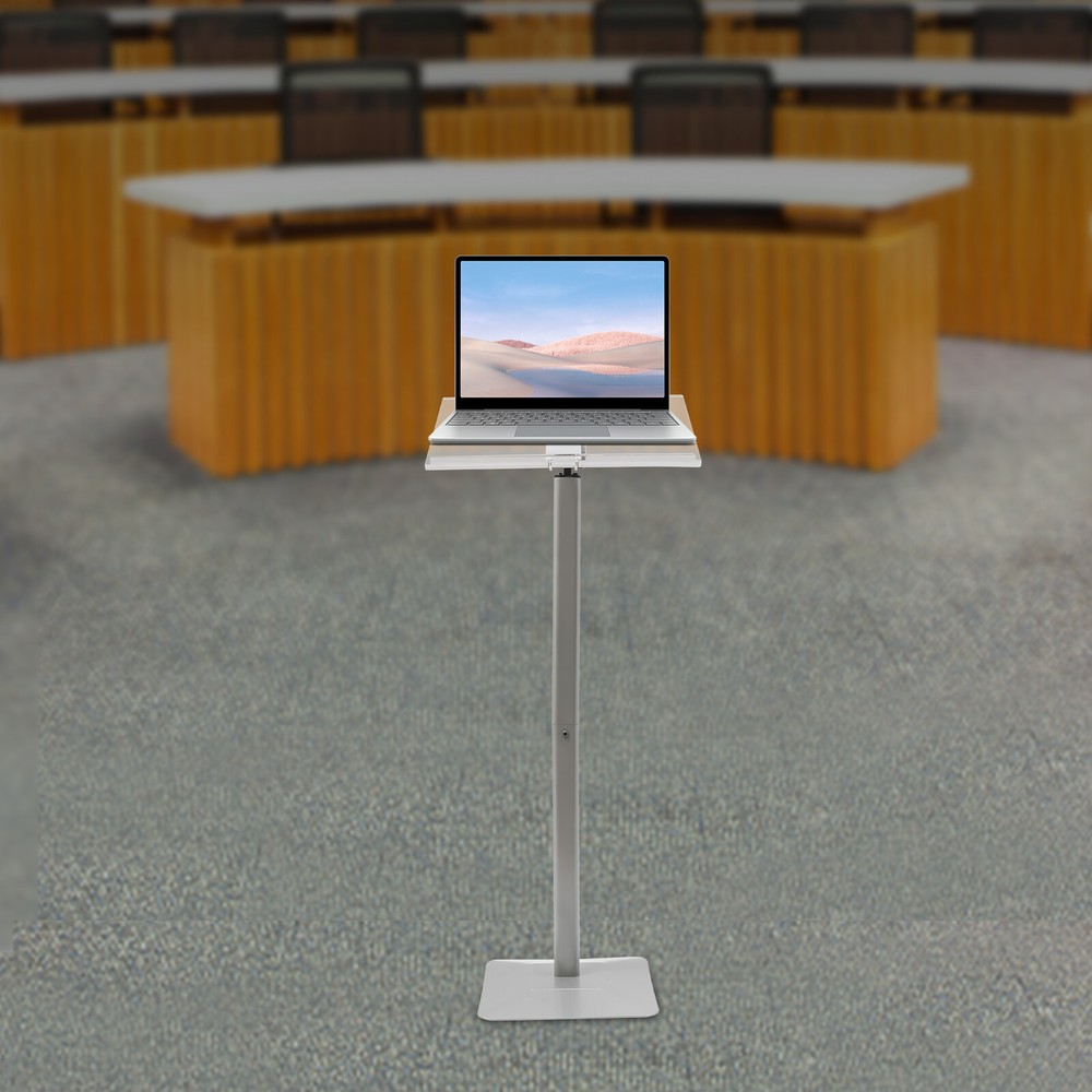 30-90° Adjustable Hostess Stand, Single-post Lectern, Acrylic Speaking Podium