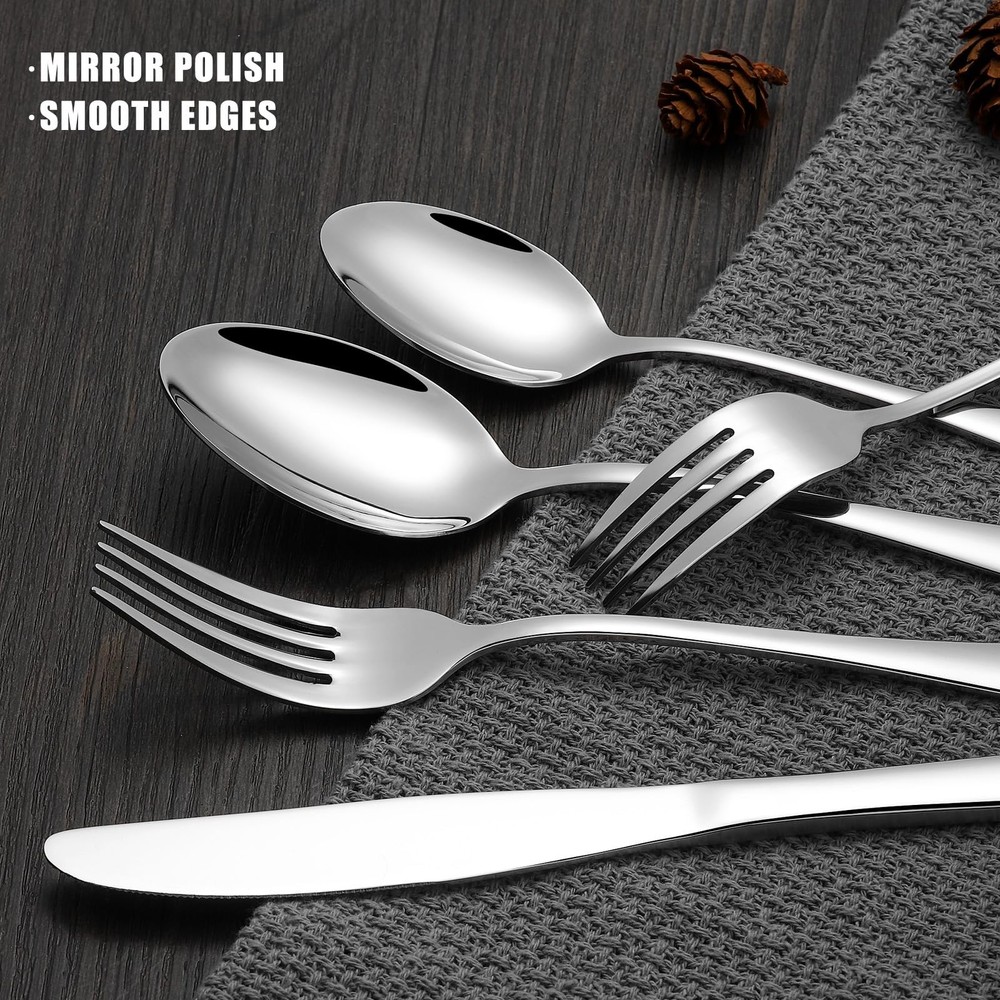 60 Piece Silverware Set for 12, Stainless Steel Flatware Set Tableware Set In...
