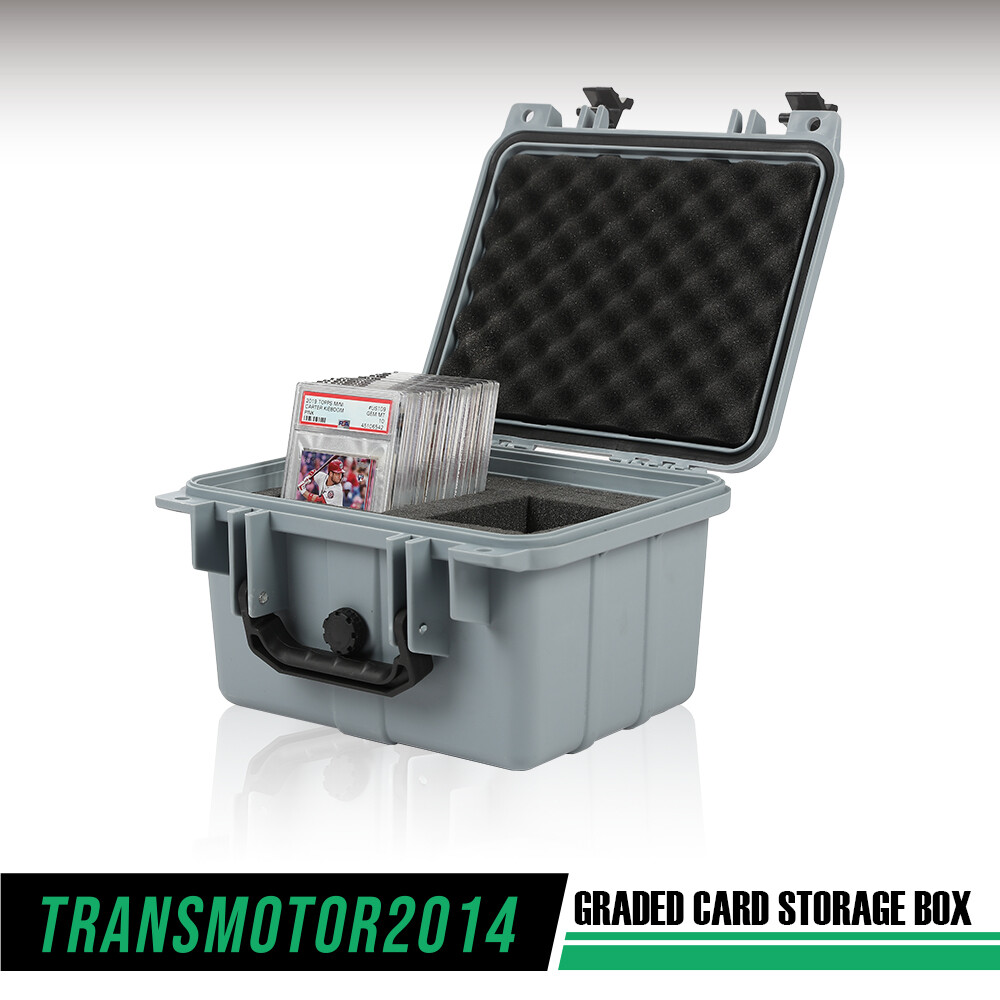Graded Card Storage Box Deep Travel Size Waterproof Case Slab Protector Gray