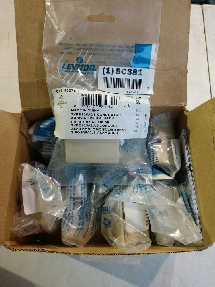(8) Leviton Type 625A2  6 Conductor Surface Mount Jacks