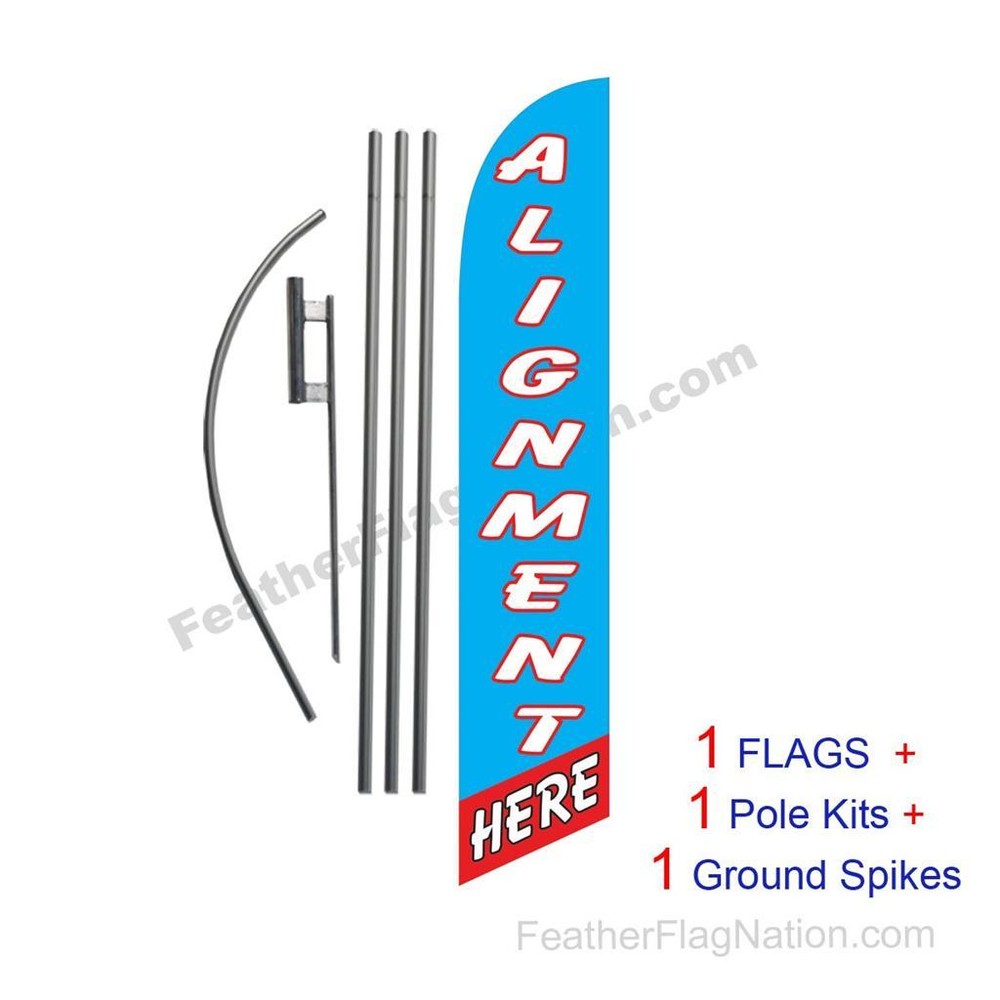 Alignment Here 15' Feather Banner Swooper Flag Kit with pole+spike
