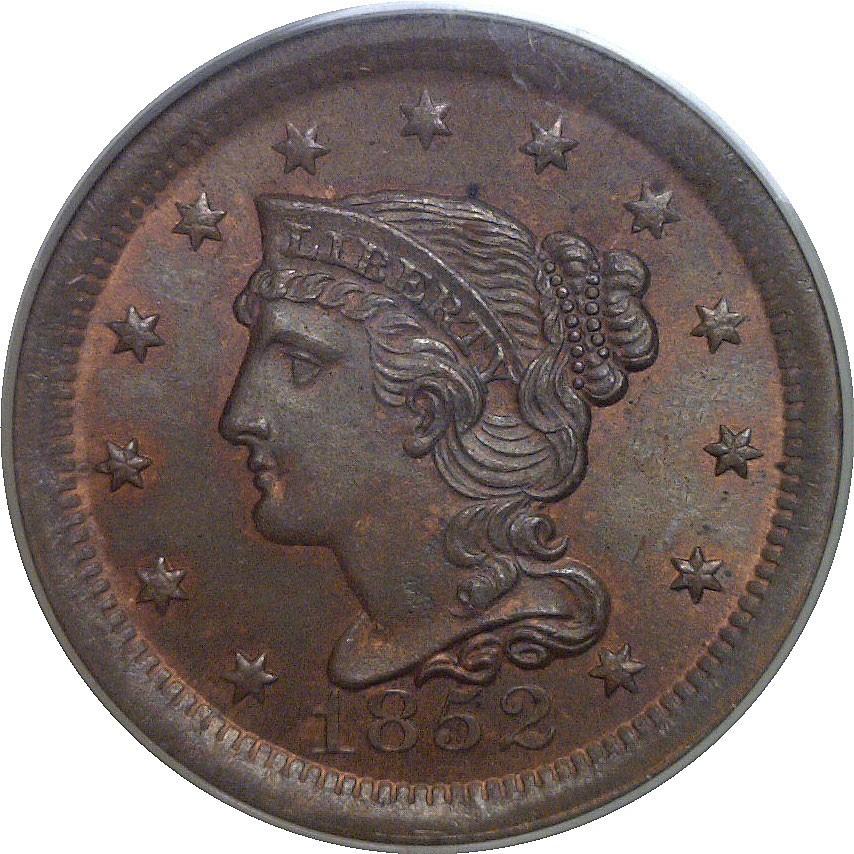 1852 Large Cent PCGS MS-65 RB