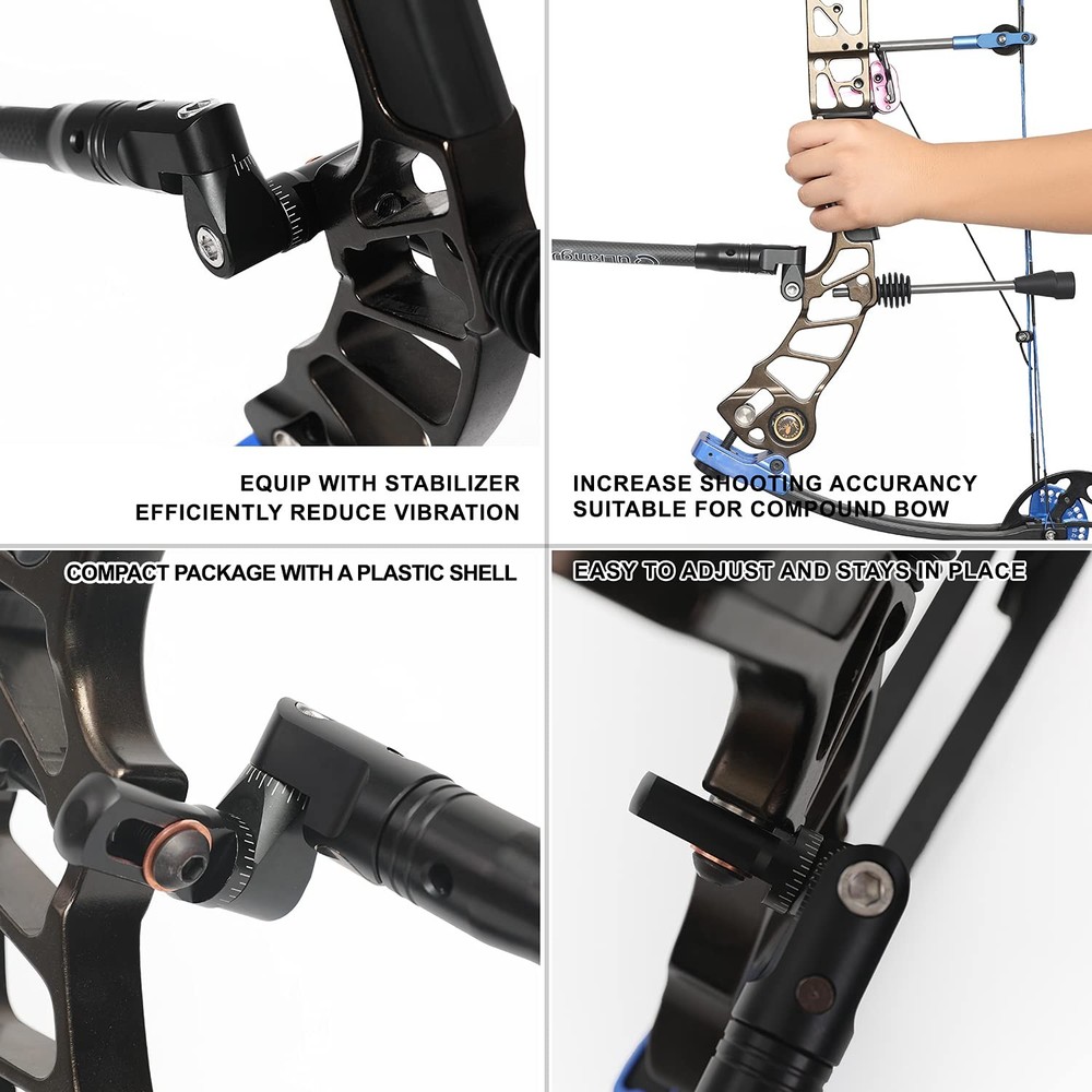 Single Side Adjustable V-Bar Mount Bow Stabilizer Quick Disconnect Rod for Co...