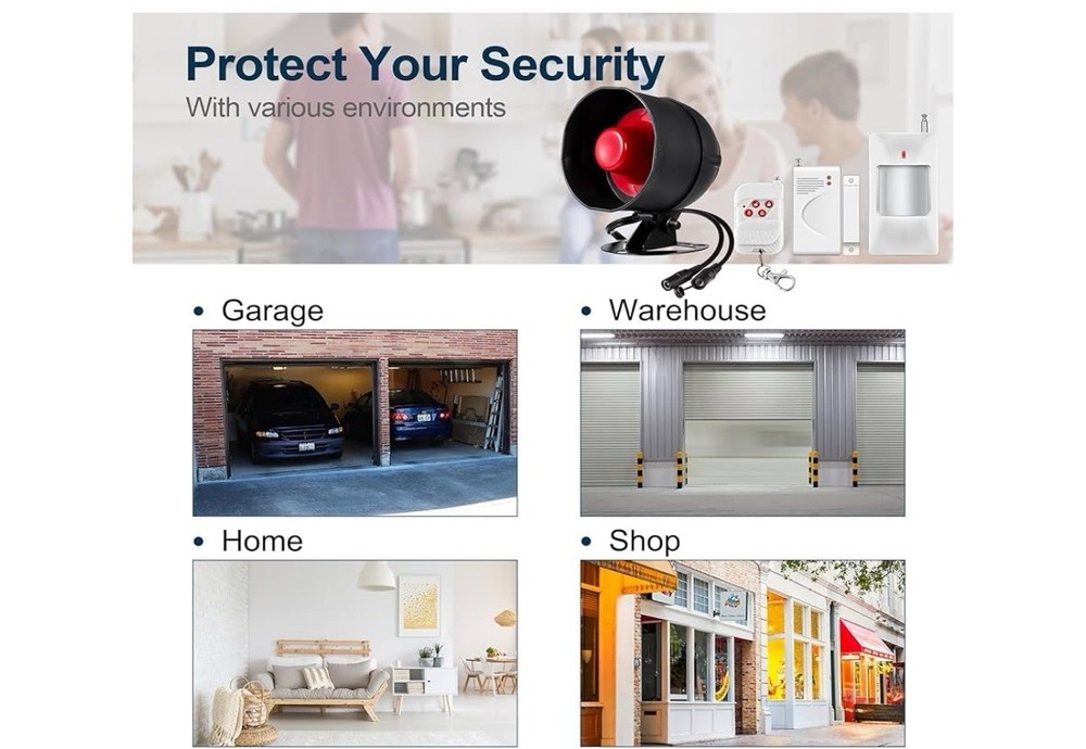 WiFi Alarm home Security System. 120dB, With Motion Sensor, And Remote Control