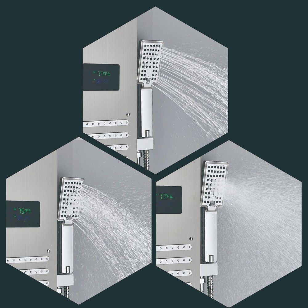 ELLO&ALLO Led Rainfall&Waterfall Head Shower Panel Tower Massage Body System Jet