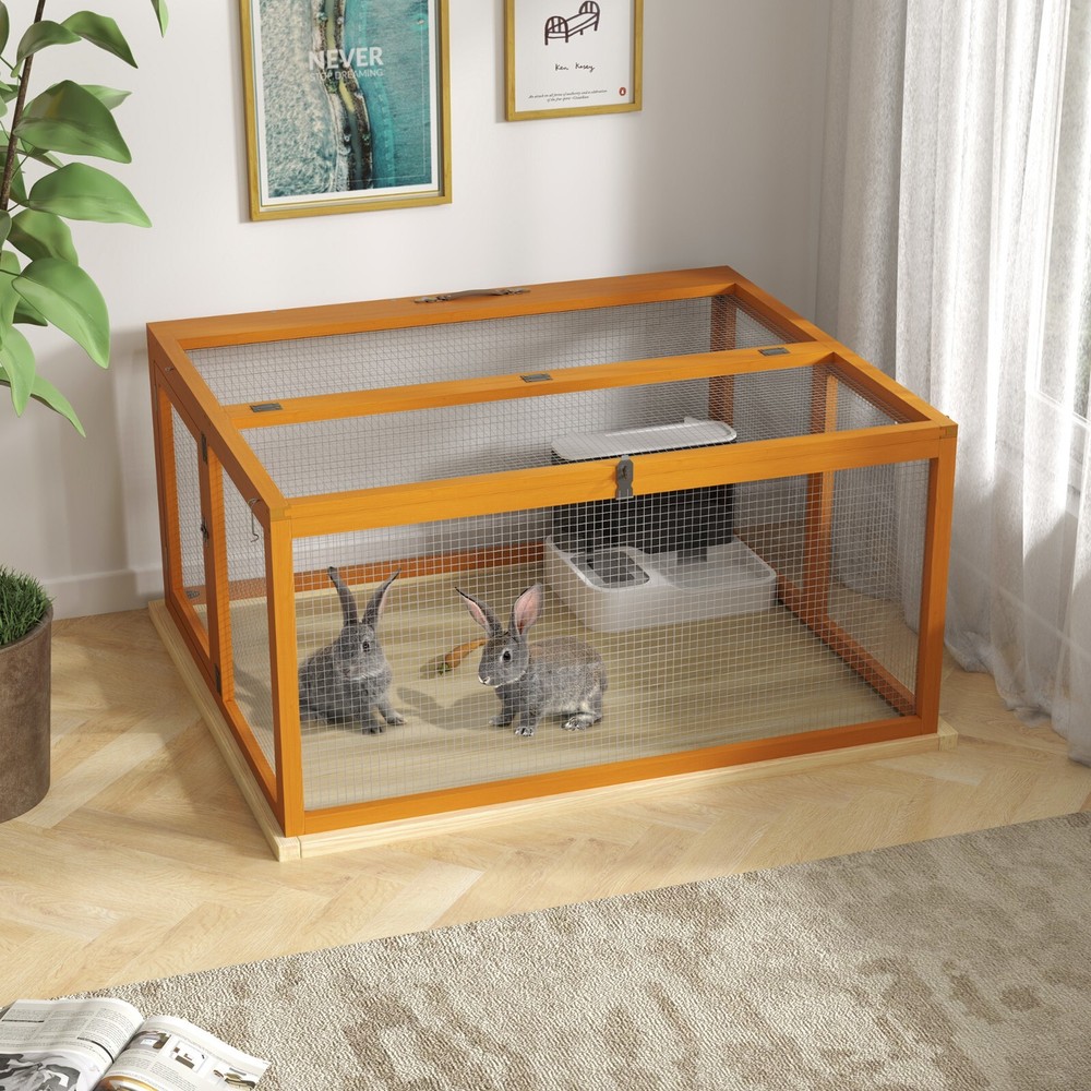 Collapsible Wooden Chicken Coop with Run Stable Comfortable Chicken Brooder Box