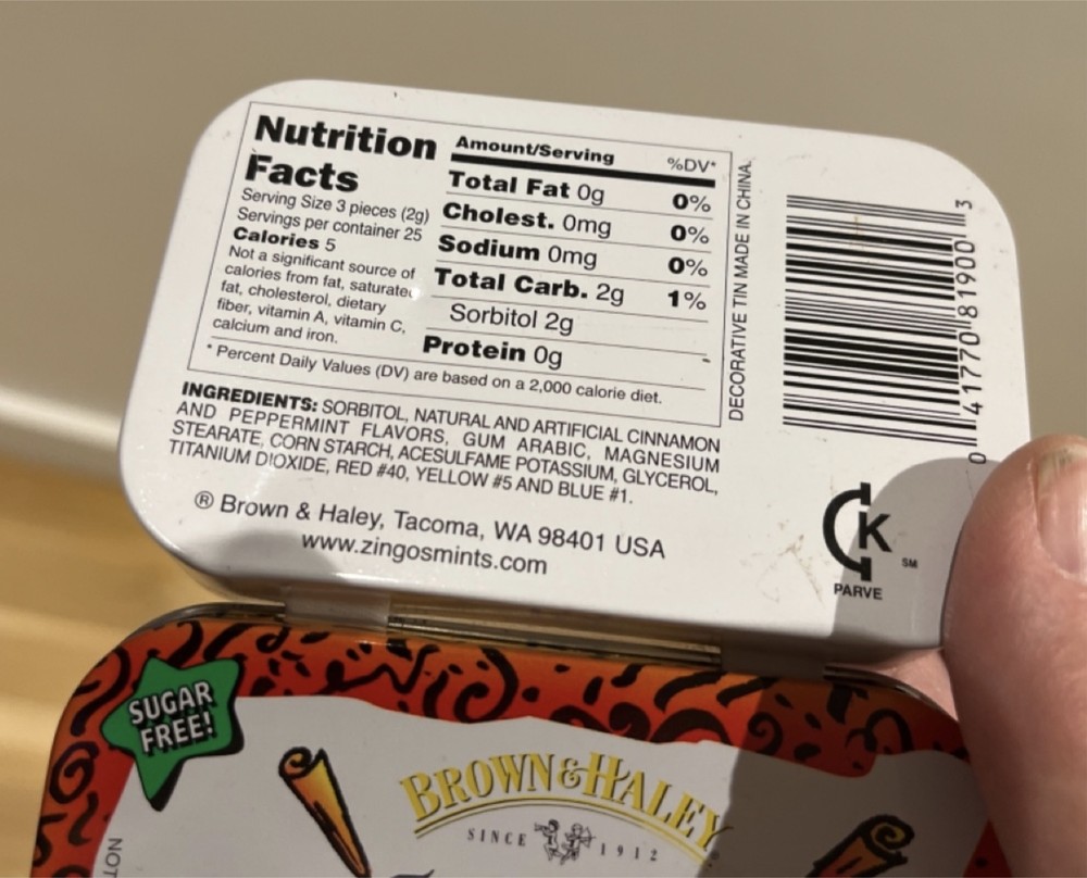 Brown Haley Tin Cinnamons Zingos empty
