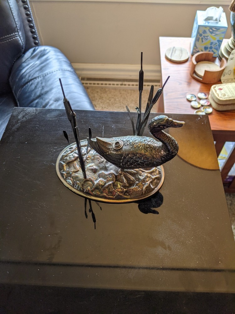 Vintage brandy cognac warmer snifter Duck With Reed's Holder
