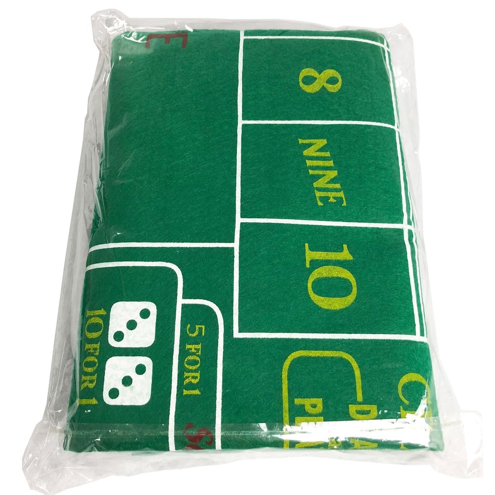 Craps Table Top Felt Layout - 36" x 72" x (Rectangular), Green