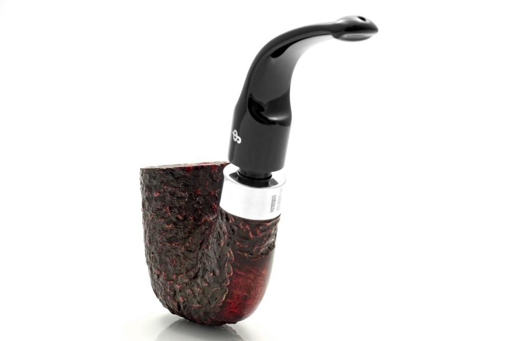 PETERSON "PUB" RUSTIC BENT OOM PAUL 9MM BRIAR PIPE pfeife STERLING SILVER