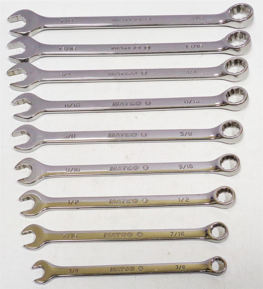 Matco Tools SMCL92K 9pc SAE Long Combination Wrench Set [Chrome]