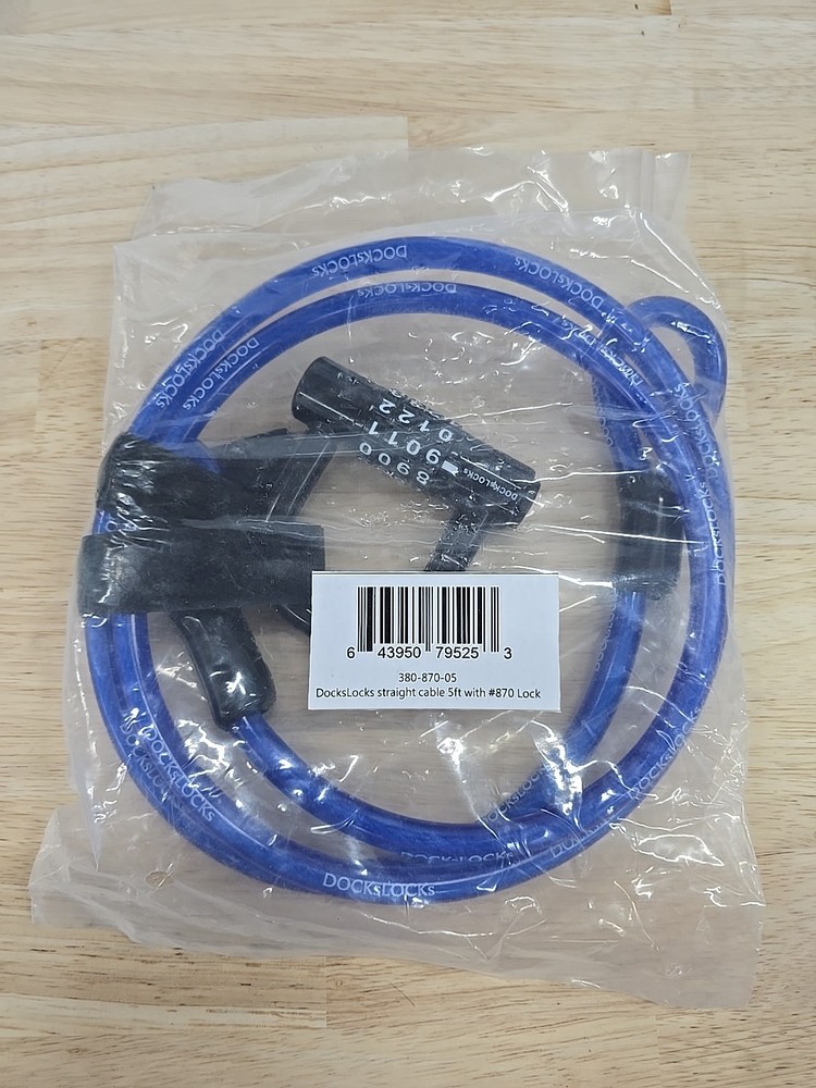 Dockslocks Security Cable Lock Set (5' to 25') Looped Ends Weatherproof Keyless