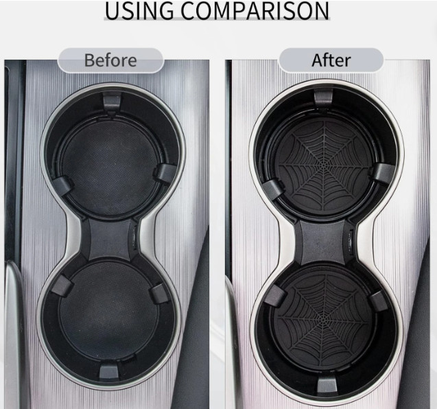 4PCS Car Cup Holder Coasters - Spider Web Non-Slip Silicone