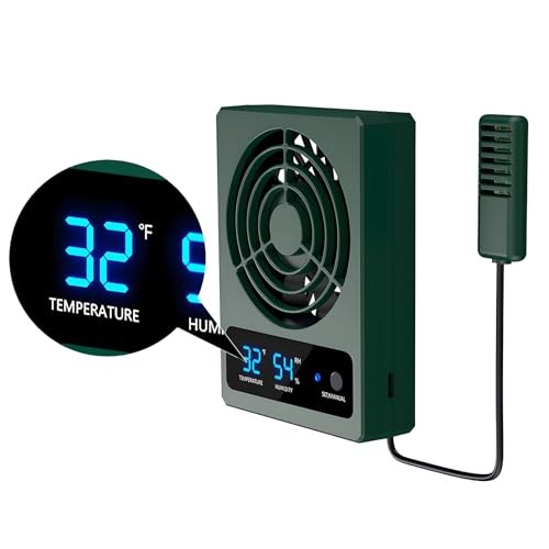 Reptile Ventilation Fan with Humidity Sensor and High-Temp Alarm, Digital