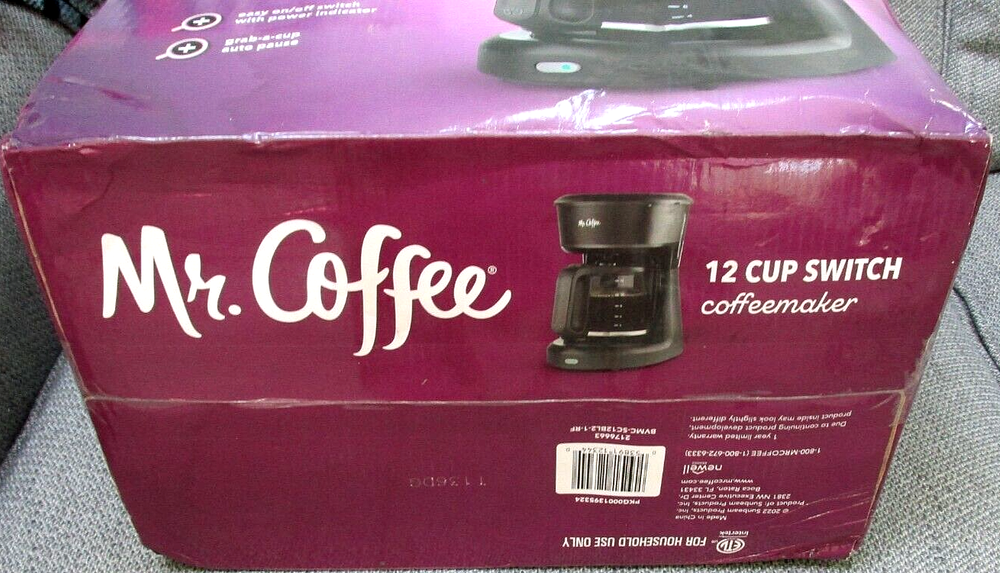 Mr Coffee Maker 12 Cup Switch SC12 Black Imperfect Box Basket Style