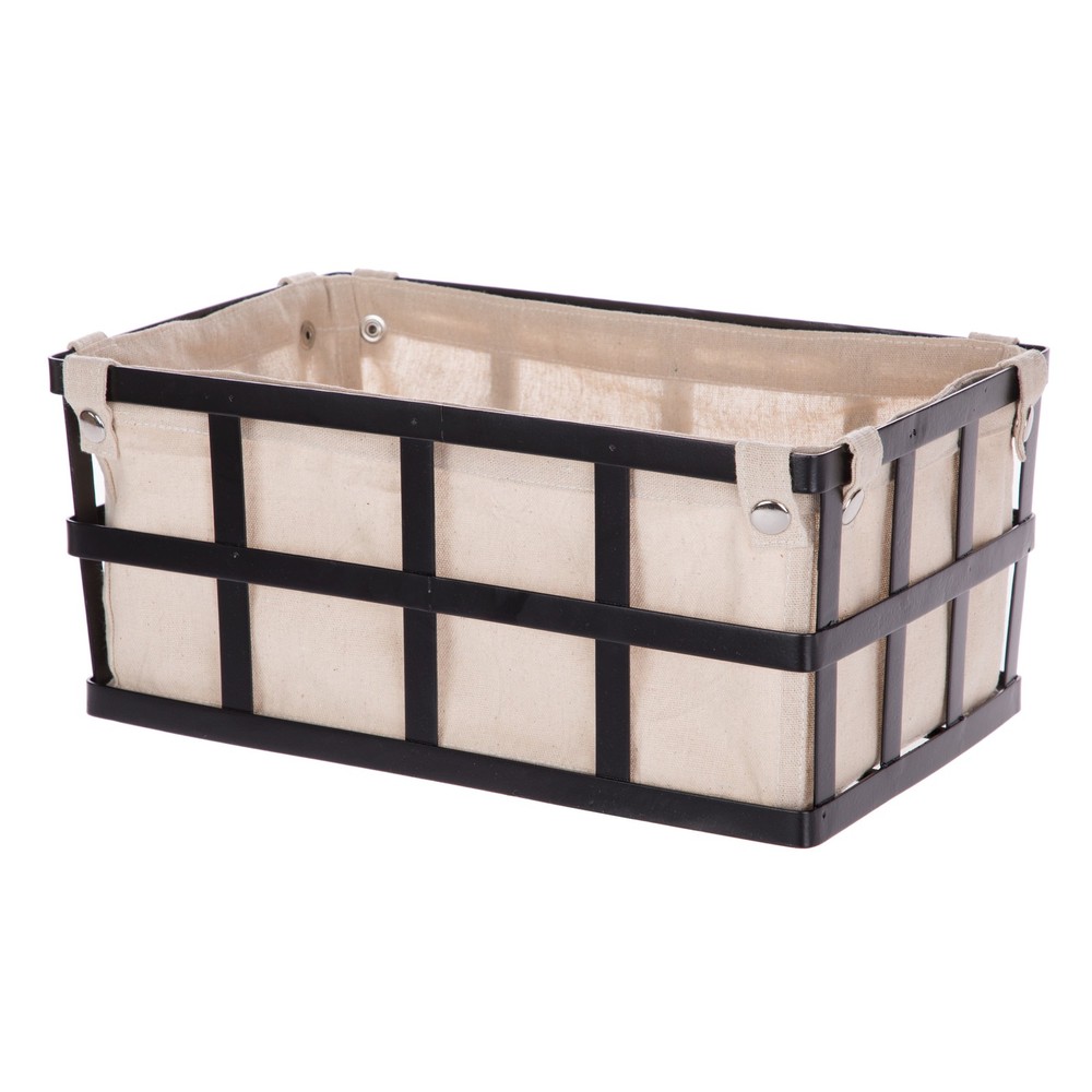 (2 pack Black Rectangle Metal Storage Basket W/ Removable Liner