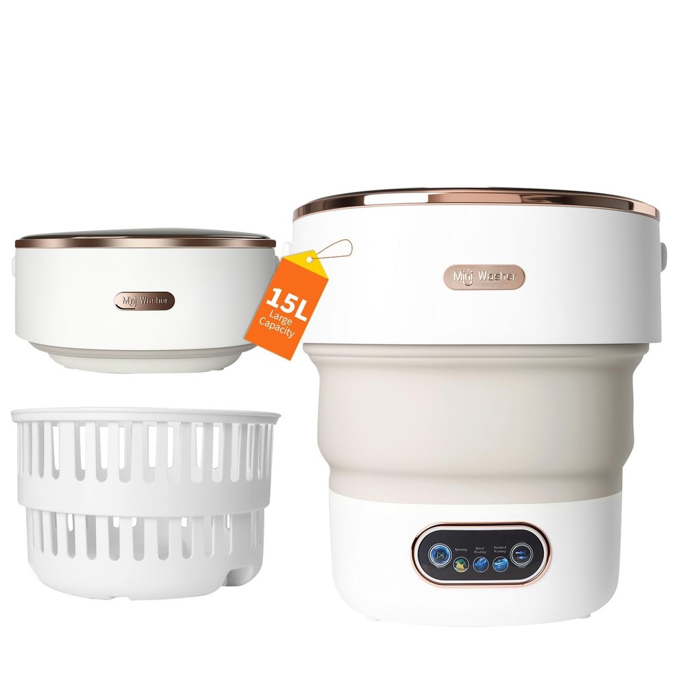 Portable Washing Machine 15L, Mini Washer with 4 Modes and Spin Basket, Large...