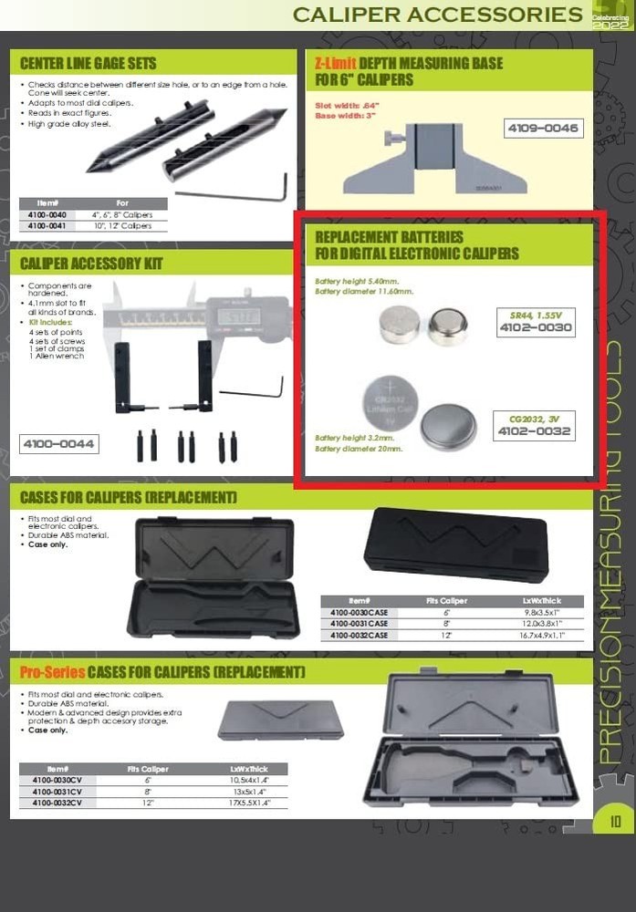 41020032 Replacement Battery For Electronic Calipers