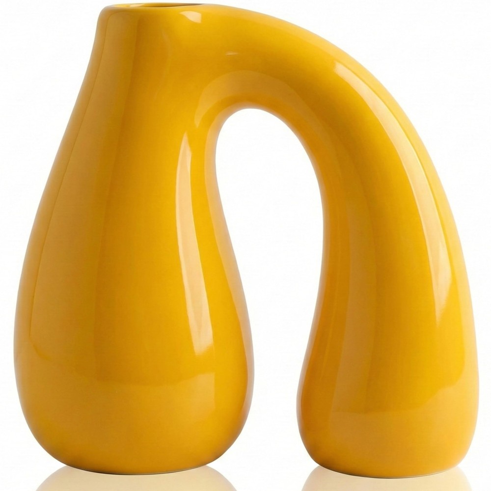 PROBENEX Yellow Ceramic Decorative Pitcher Medium (7.5 inch Tall),