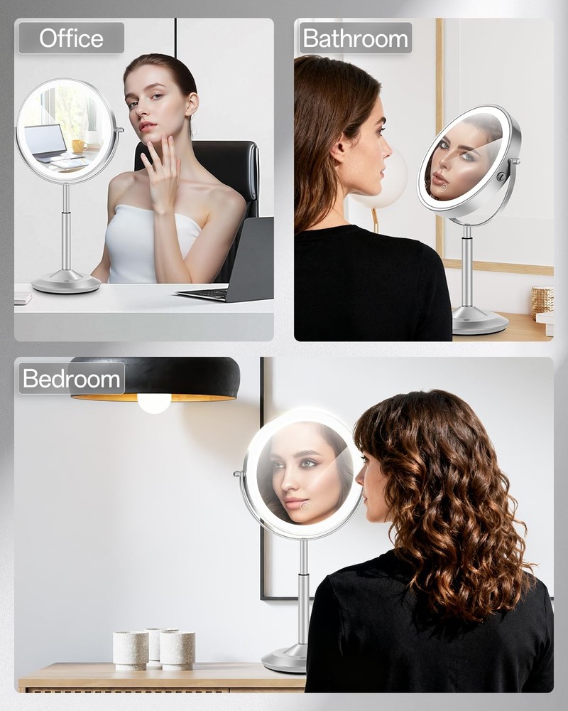 30X/1X Makeup Mirror with Lights, Height Adjustable Lighted Magnifying Vanity...